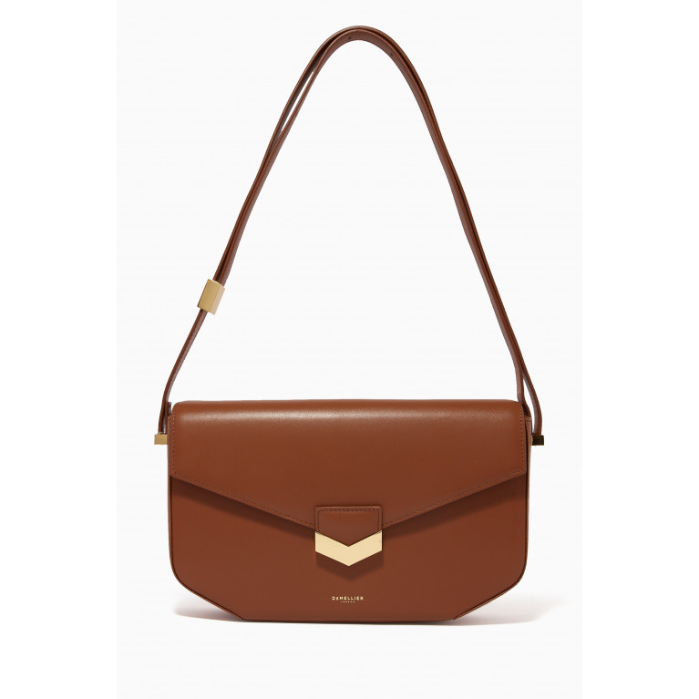 Demellier - The Midi London Crossbody Bag in Smooth Leather Brown