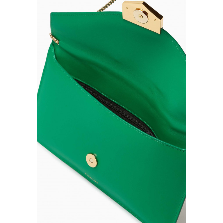 Demellier - London Clutch in Smooth Leather Green