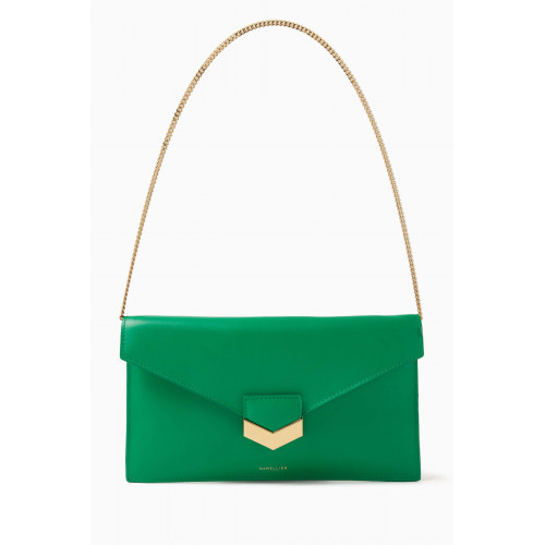 Demellier - London Clutch in Smooth Leather Green