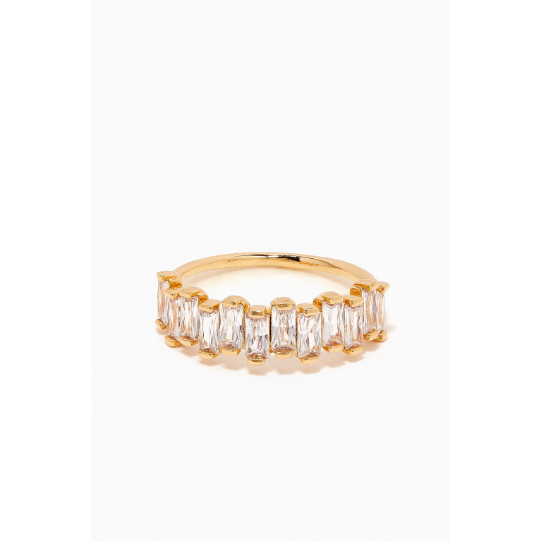 Tai Jewelry - CZ Baguette-cut Ring in Gold-plated Brass