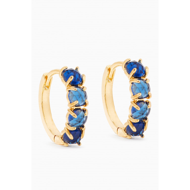 Tai Jewelry - Crystal Stone Huggie Earrings in Gold-plated Brass