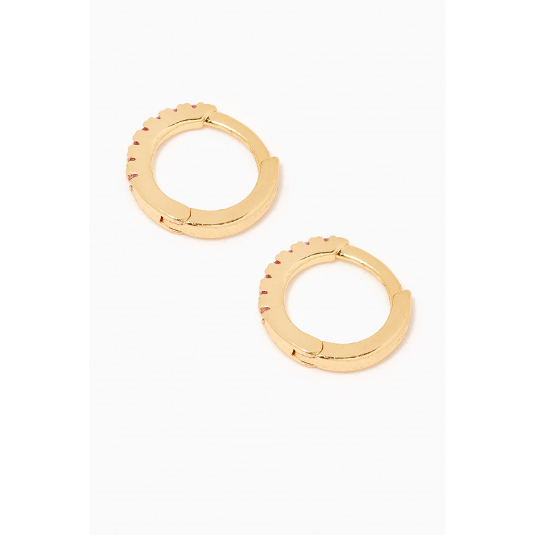 Tai Jewelry - Mini Crystal Pavé Huggie Earrings in Gold-plated Brass Pink