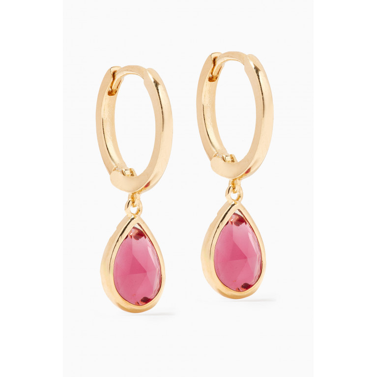 Tai Jewelry - Bezel-set Stone Drop Earrings in Gold-plated Brass