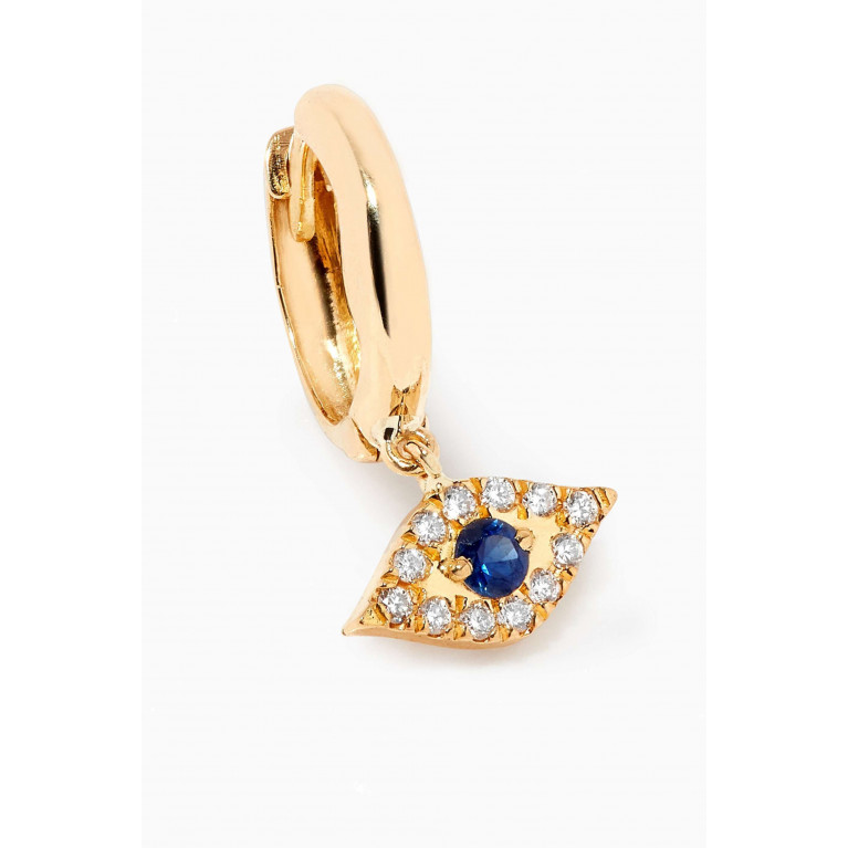 Tai Jewelry - Evil-eye CZ Charm Huggie Earrings in Gold-plated Brass