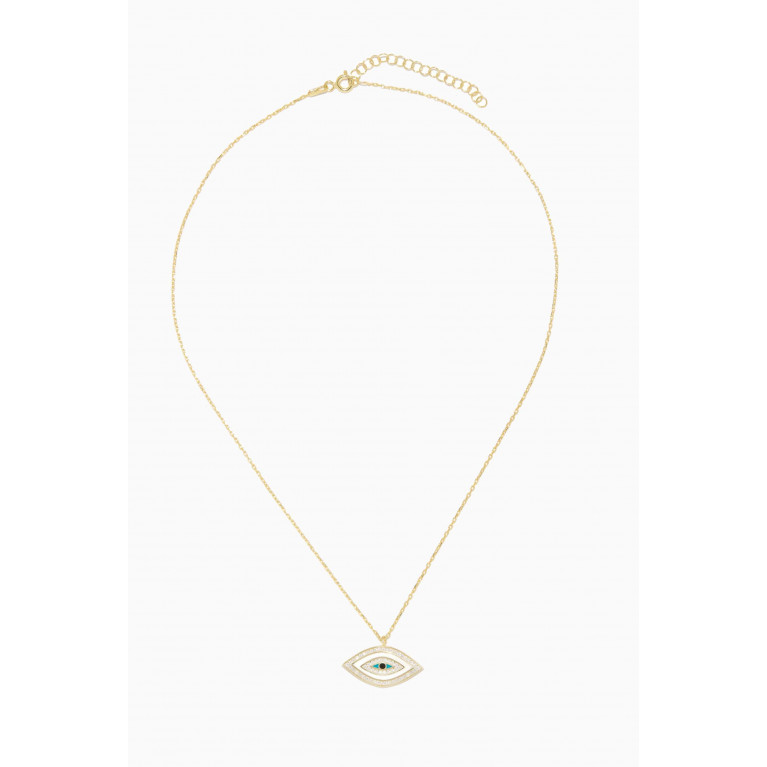 Tai Jewelry - Evil-Eye CZ & Enamel Pendant Necklace in Gold-plated Brass