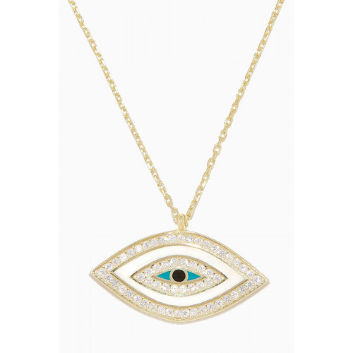 Tai Jewelry - Evil-Eye CZ & Enamel Pendant Necklace in Gold-plated Brass