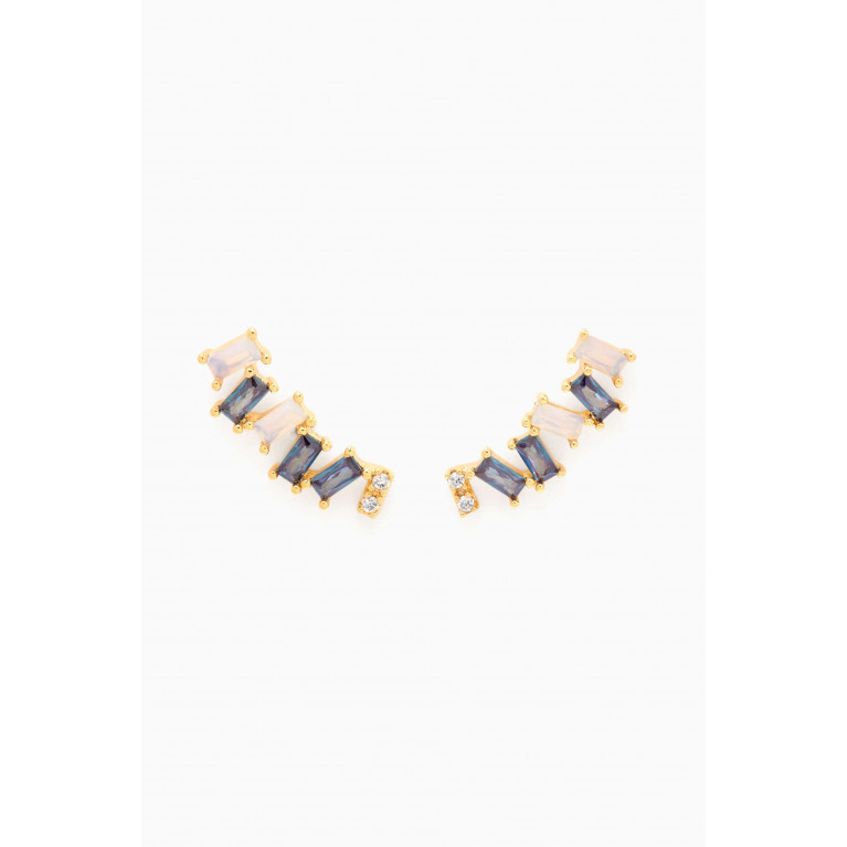 Tai Jewelry - CZ Crystal Crawler Earrings in Gold-plated Brass