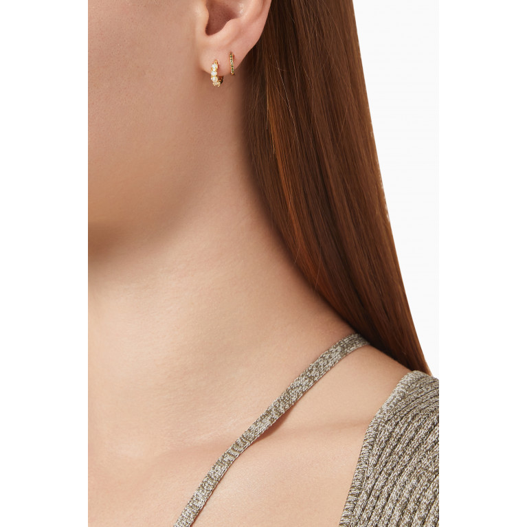 Tai Jewelry - Opal Huggie Earrings in Gold-plated Brass