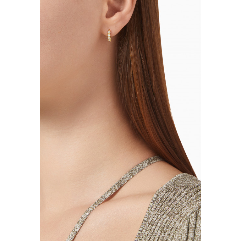 Tai Jewelry - Opal Huggie Earrings in Gold-plated Brass