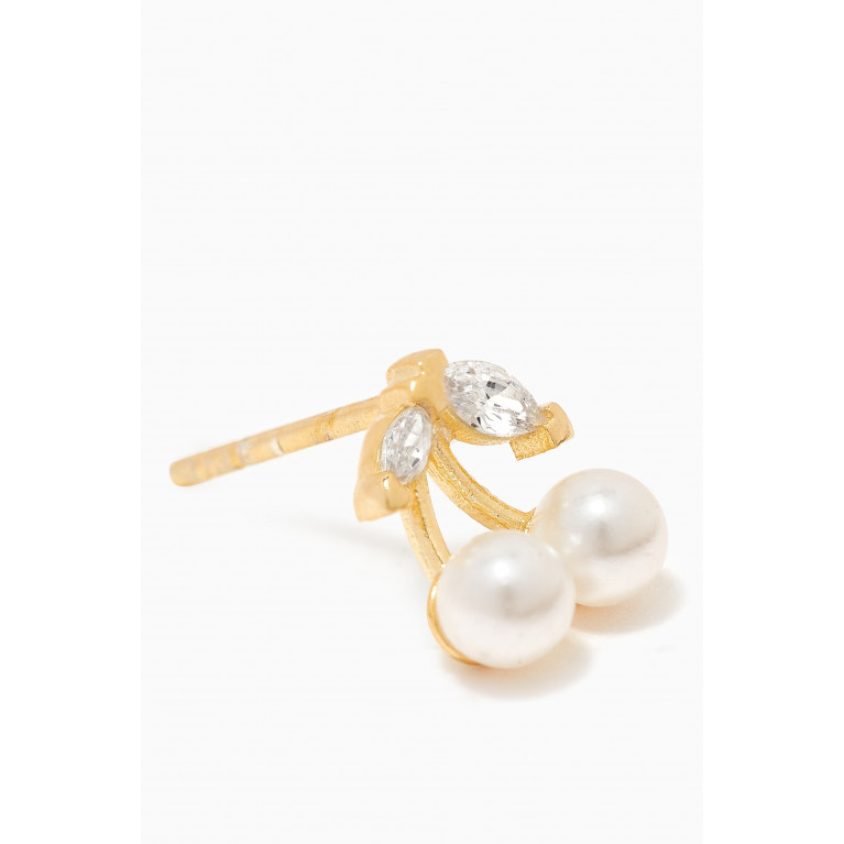 Tai Jewelry - CZ & Pearl Cherry Stud Earrings in Gold-plated Brass