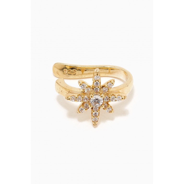 Tai Jewelry - CZ Pavé Starburst Single Ear Cuff in Gold-plated Brass