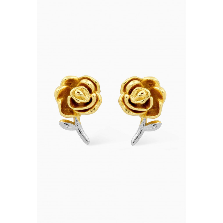 Tai Jewelry - Two-tone Rose Stud Earrings