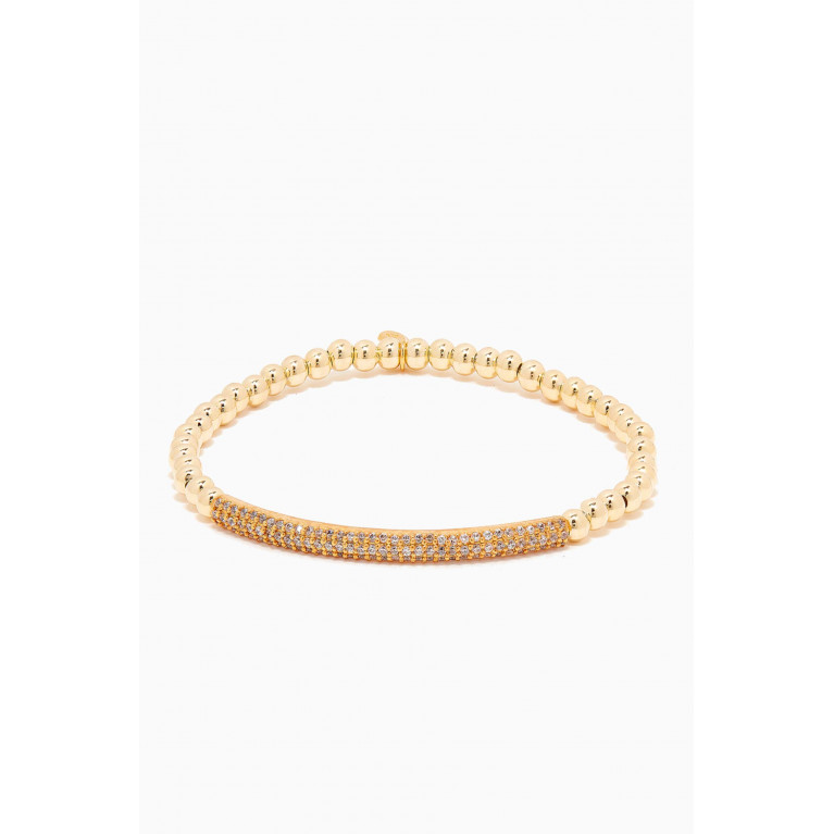 Tai Jewelry - CZ Pavé Bar Beaded Bracelet in Gold-plated Brass