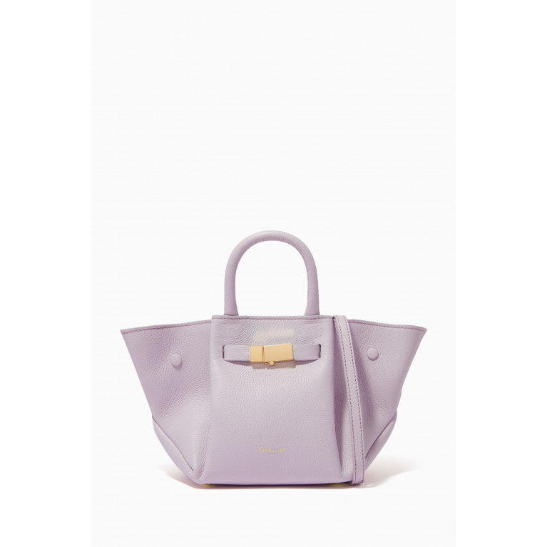 Demellier - The Mini New York Tote Bag in Grained Leather Purple