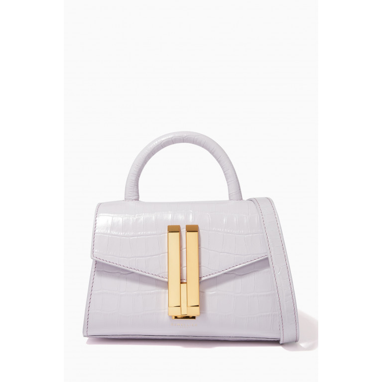 Demellier - The Nano Montreal Top Handle Bag in Croc-embossed Leather Purple