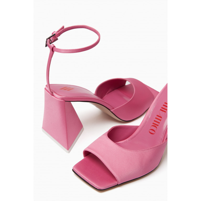 The Attico - Piper 85 Sandals in Satin Pink