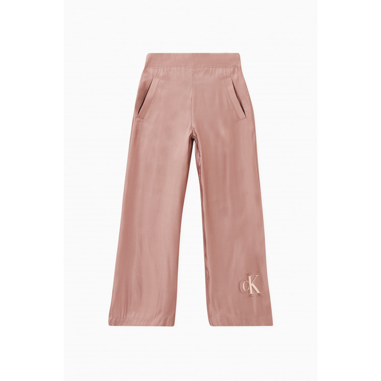 Calvin Klein - Metallic-shine Logo Wide-leg Pants in Viscose-blend