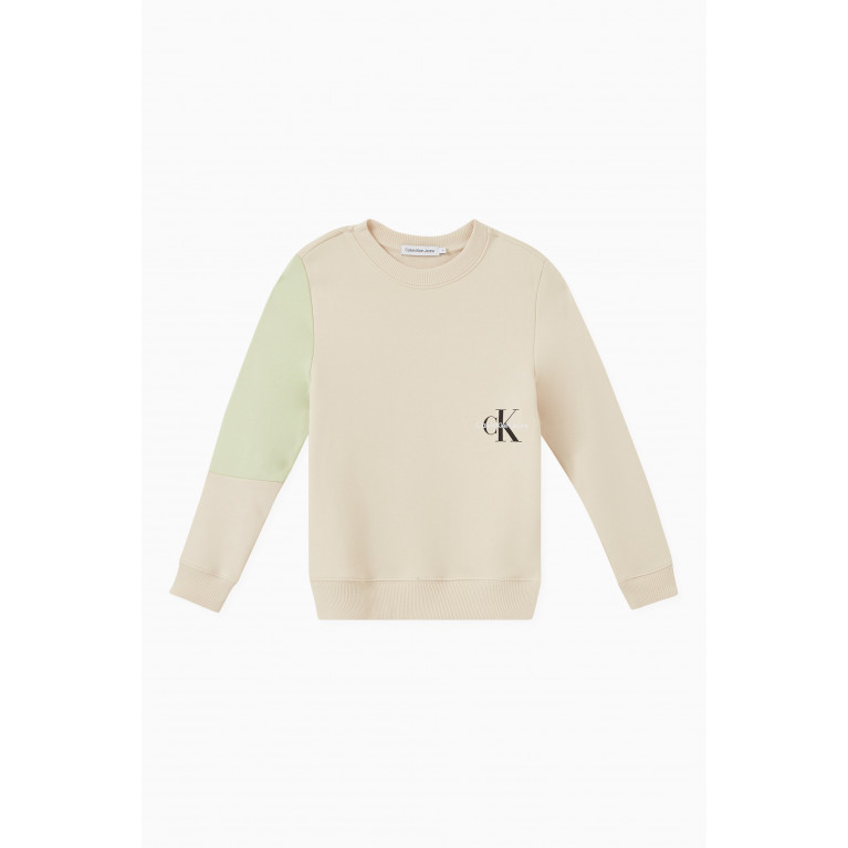 Calvin Klein - Colour-block Monogram Sweatshirt in Organic Cotton Neutral