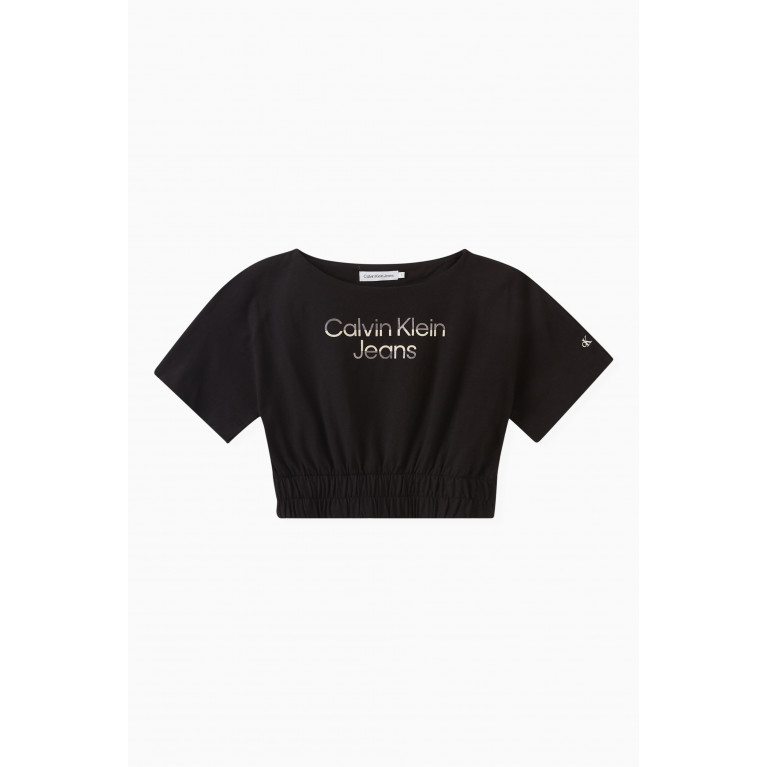 Calvin Klein - Logo Cropped T-shirt in Cotton Black