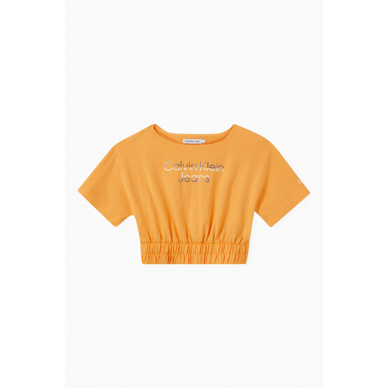 Calvin Klein - Logo Cropped T-shirt in Cotton Orange