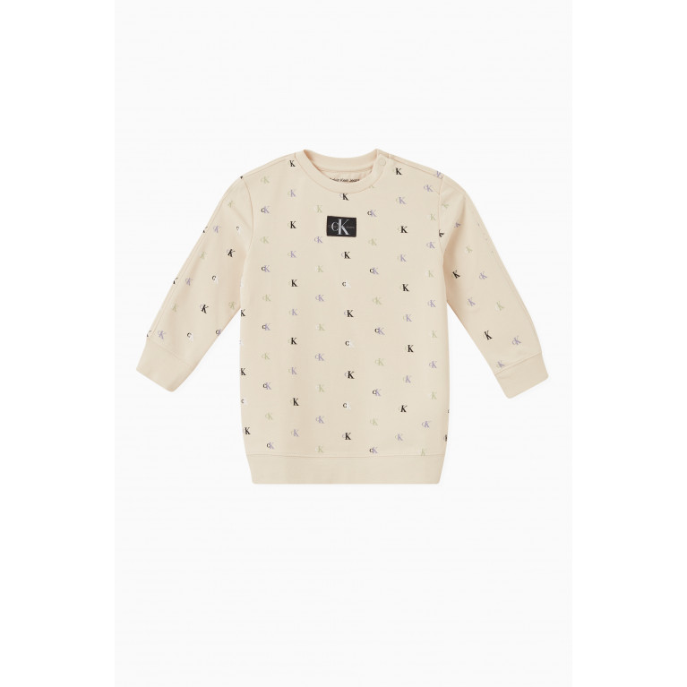 Calvin Klein - All-over Monogram Sweatshirt Dress in Organic Cotton