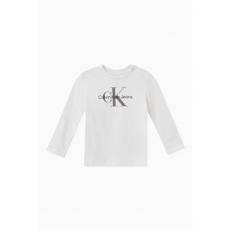 Calvin Klein - Monogram-print T-shirt in Organic Cotton-jersey White