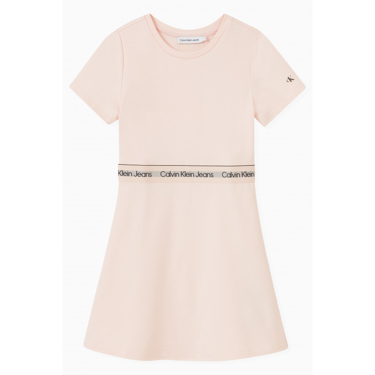 Calvin Klein - Logo Tape Dress in Viscose-blend Pink