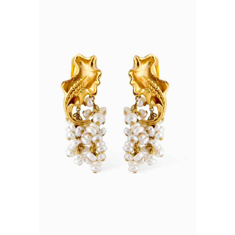 Peracas - Franca Pearl Earrings in 24kt Gold-plated Bronze