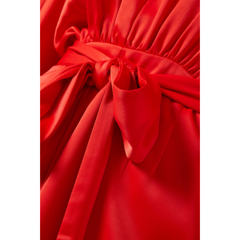 Pasduchas - Mila Drape Mini Dress in Satin Red