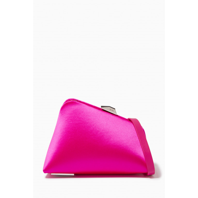 The Attico - Large Asymmetrical Clutch in Leather & Satin