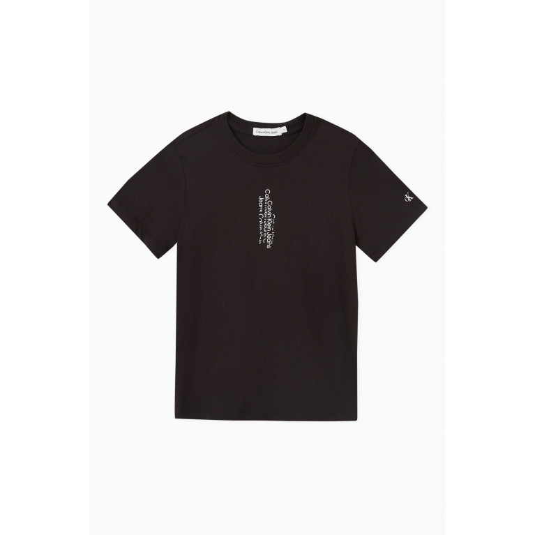 Calvin Klein - Repeated Logo-print T-shirt in Organic Cotton-jersey Black