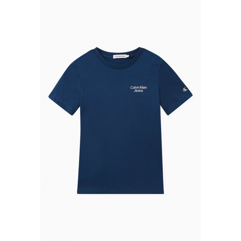 Calvin Klein - CKJ Stacked Logo T-shirt in Organic Cotton-jersey Blue