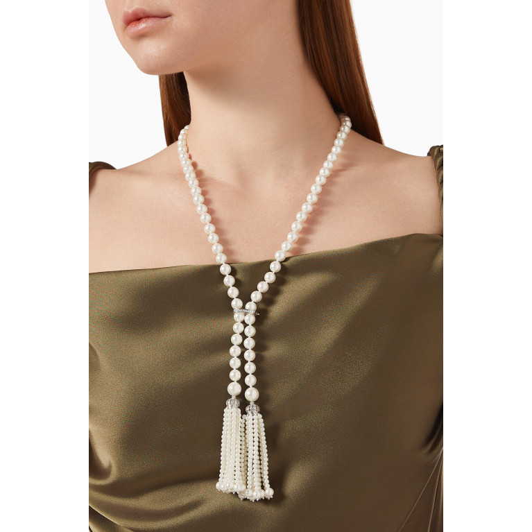 The Jewels Jar - Hessa Tassel Pearl Necklace in Tarnish-free Stainless Steel