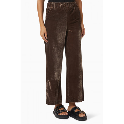 Marella - Straight-fit Pants in Velvet Corduroy Brown