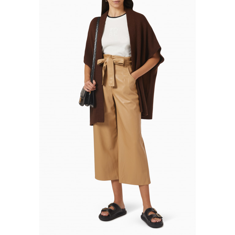 Marella - Zinnia Cropped Pants in Faux Leather Brown