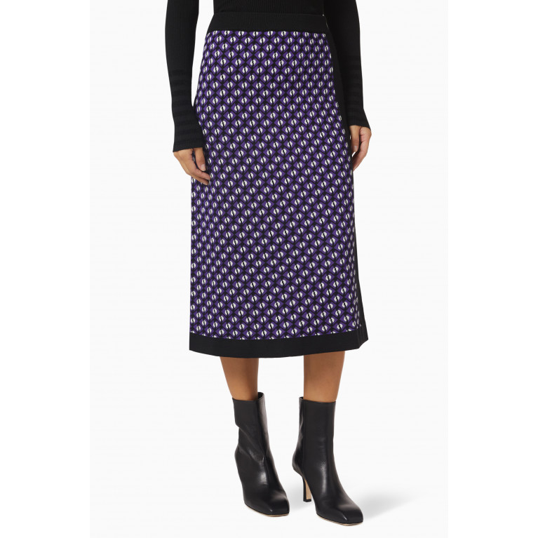 Marella - Facella Patterned Midi Skirt in Wool-blend Purple