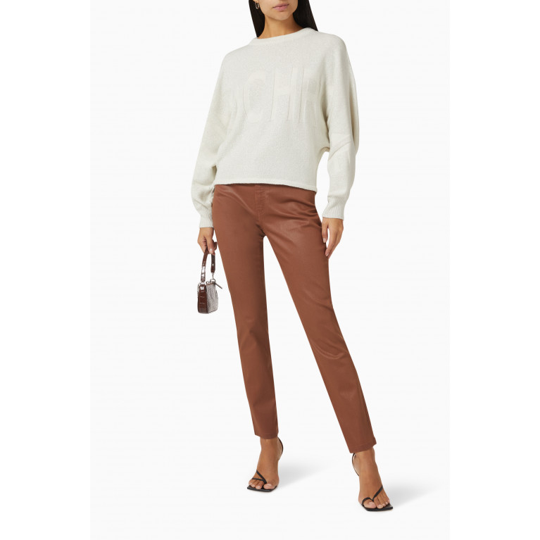 Marella - Slogan Skinny Jeans in Coated Cotton Neutral