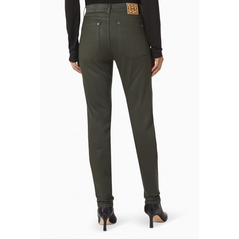 Marella - Slogan Skinny Jeans in Coated Cotton Green