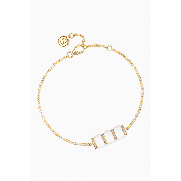 Noora Shawqi - Cerith Diamonds & Mother of Pearl Bracelet in 18kt Gold
