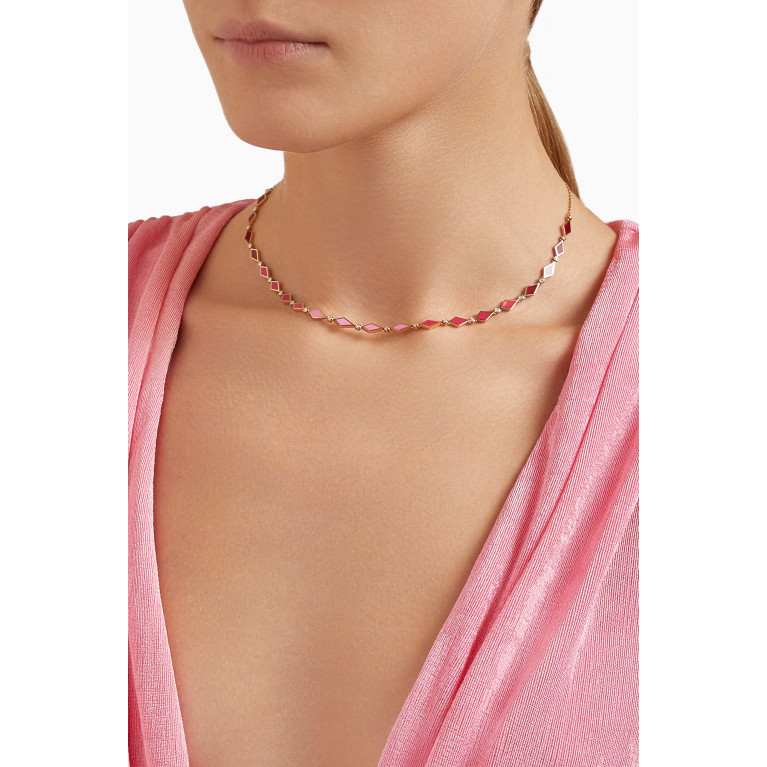 Noora Shawqi - Ombre Mosaic Necklace in 18kt Rose Gold