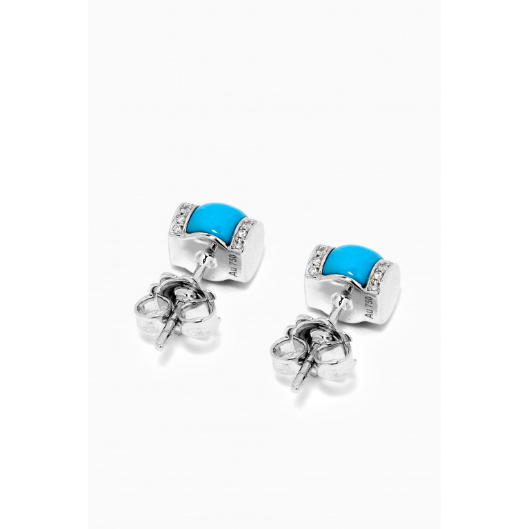 Noora Shawqi - Cerith Diamond & Turquoise Studs in 18kt White Gold