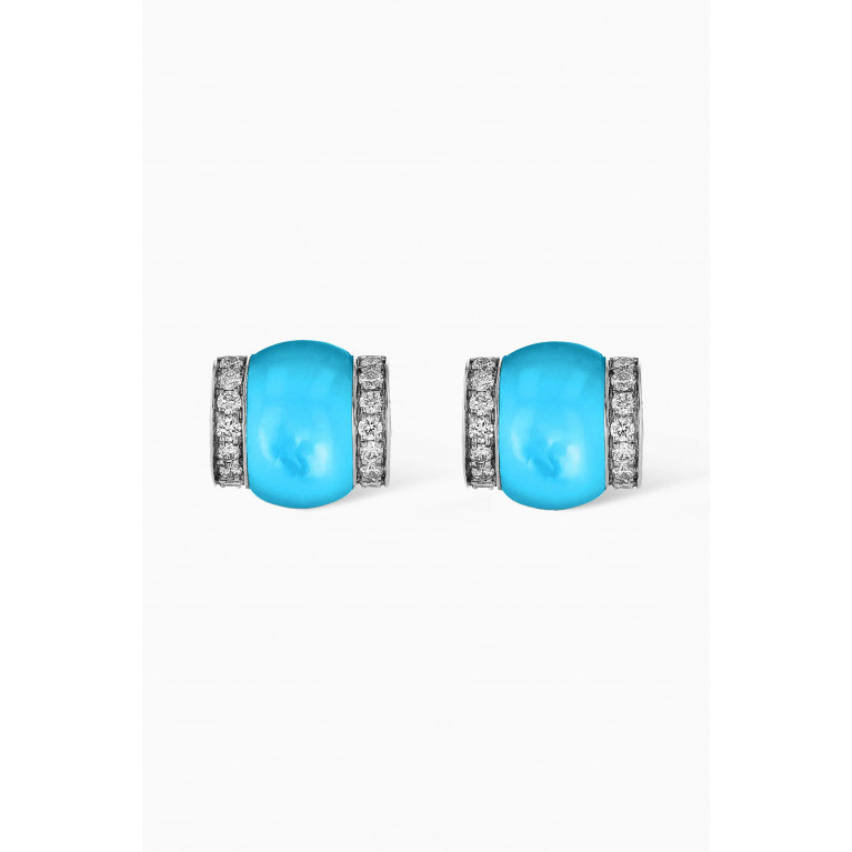 Noora Shawqi - Cerith Diamond & Turquoise Studs in 18kt White Gold