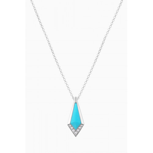 Noora Shawqi - Junonia Diamond & Turquoise Pendant Necklace in 18kt White Gold