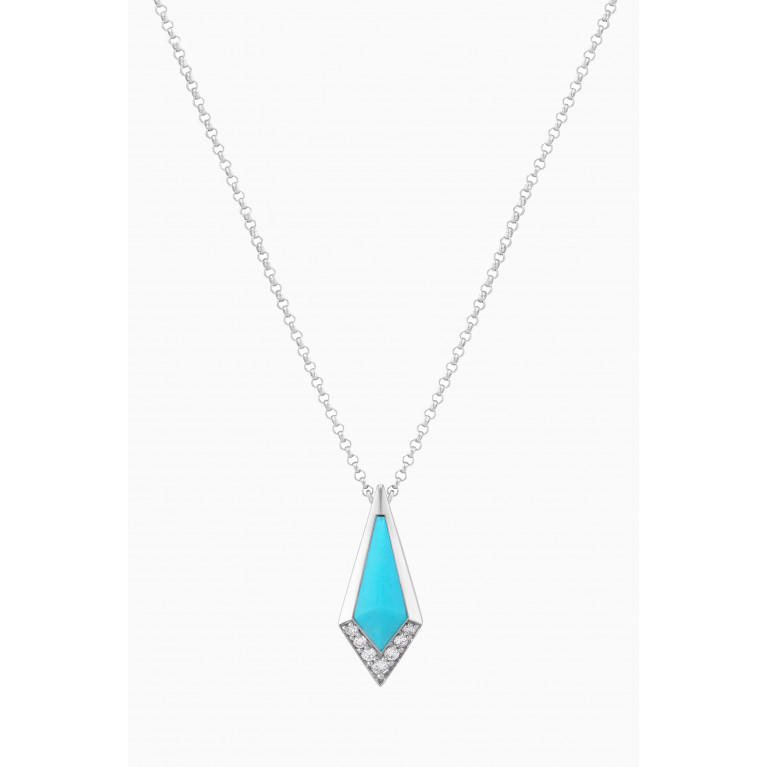 Noora Shawqi - Junonia Diamond & Turquoise Pendant Necklace in 18kt White Gold