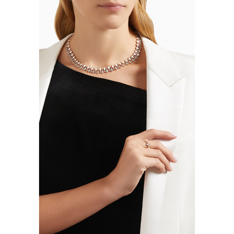 Noora Shawqi - Double Line Mosaic Necklace in 18kt Rose Gold