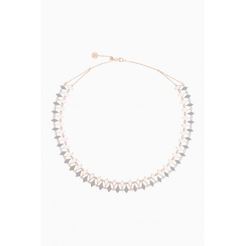 Noora Shawqi - Double Line Mosaic Necklace in 18kt Rose Gold