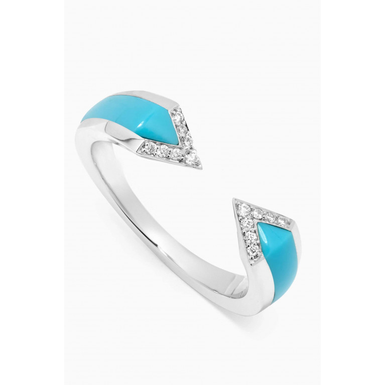 Noora Shawqi - Junonia Diamonds & Mother of Pearl Ring in 18kt White Gold Blue