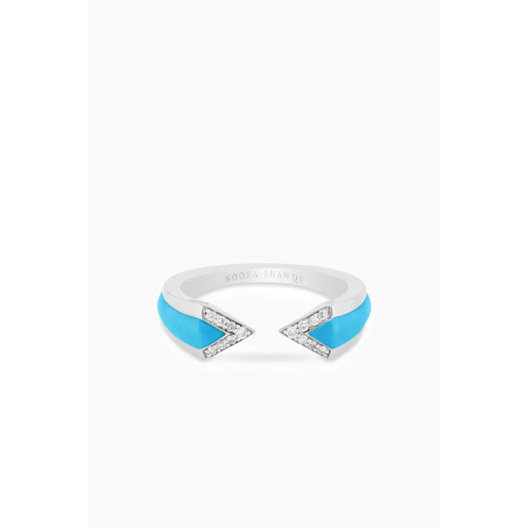 Noora Shawqi - Junonia Diamonds & Mother of Pearl Ring in 18kt White Gold Blue