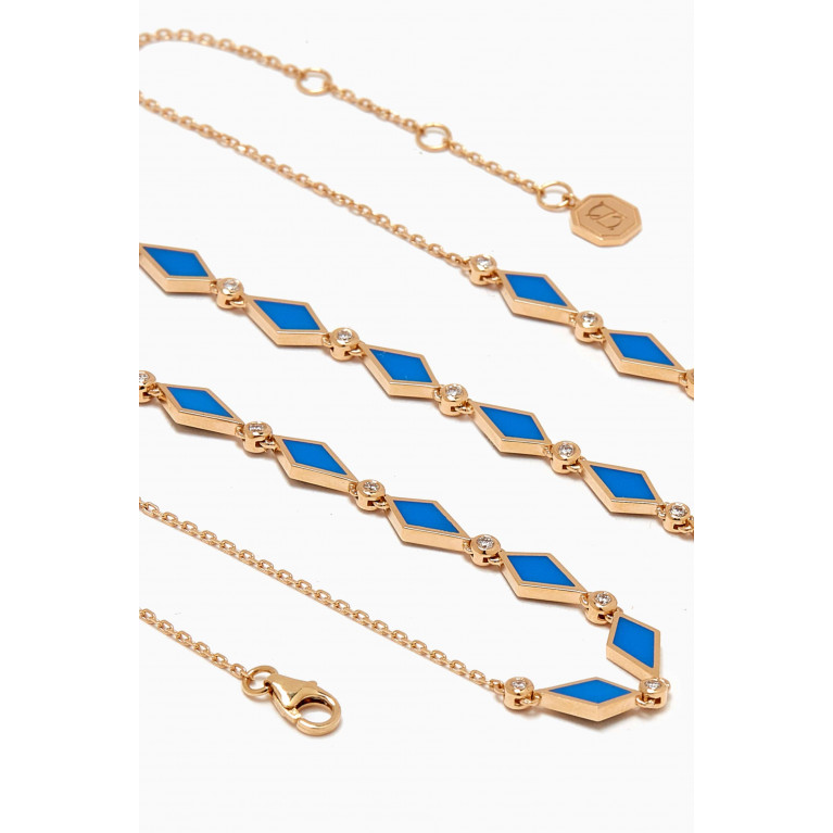 Noora Shawqi - Mosaic Diamonds & Enamel Necklace in 18kt Gold Blue