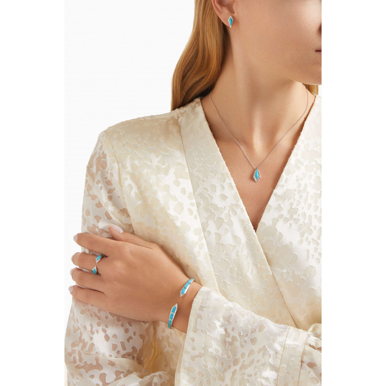 Noora Shawqi - Junonia Diamonds & Turquoise Ring in 18kt White Gold